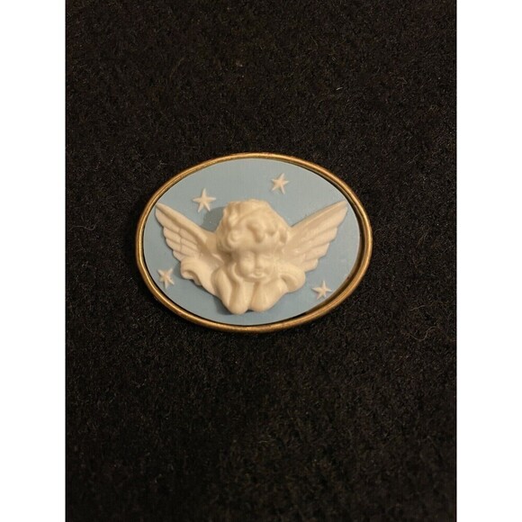 Cameo Cherub Michelangelo Religious Gothic Steampunk Resin Brooch Pin Pendant - Picture 1 of 6